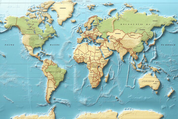 Interactive 3D World Map: A Detailed Visual Guide to Earth's Geography and Topography © Asim-Backgrounds
