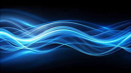 Abstract Blue Wavy Lines on a Black Background