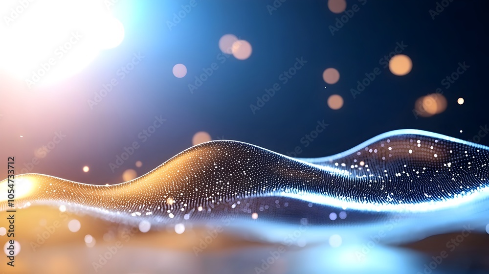 Aufkleber Abstract background with flowing data lines and scattered points capturing themes of digital information storage education technology and interconnected network systems