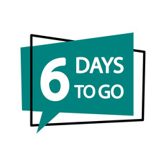 Countdown number six. Bold 6 days left. Vector time reminder. Event countdown.
