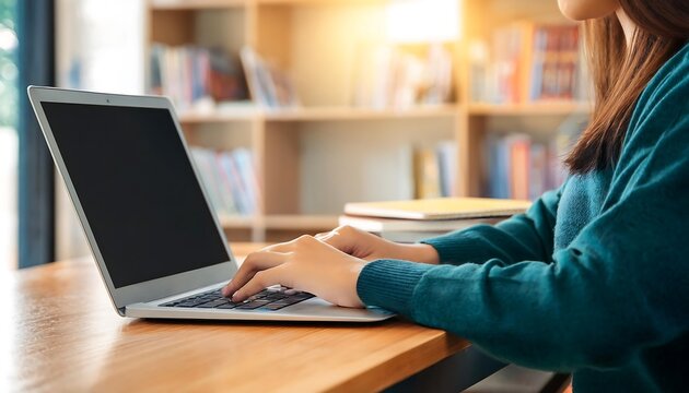 Close up hand of high school student woman studying,learning online academic lesson in unive