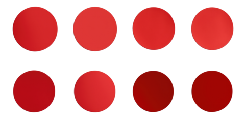 Blank red round adhesive paper sticker label set on transparent background