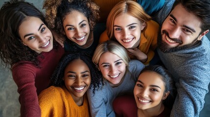 Fototapeta premium Diverse Group of Friends Smiling Together in Close-Up