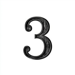 Fototapeta premium A stylized black number three on a white background.