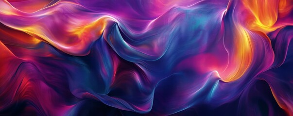 Obraz premium Abstract colorful waves in vibrant hues, digital art. Creativity and imagination concept
