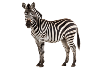 zebra standing on transparent background
