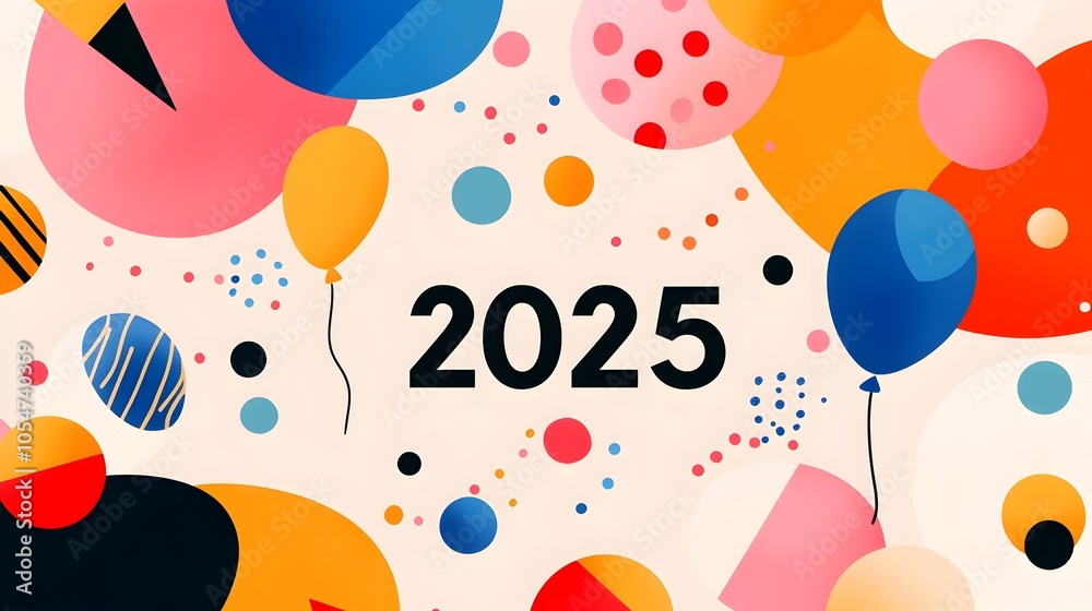 Fototapete futuristic typographic design showcasing the number 2025 in a sleek block font paired with minimal l
