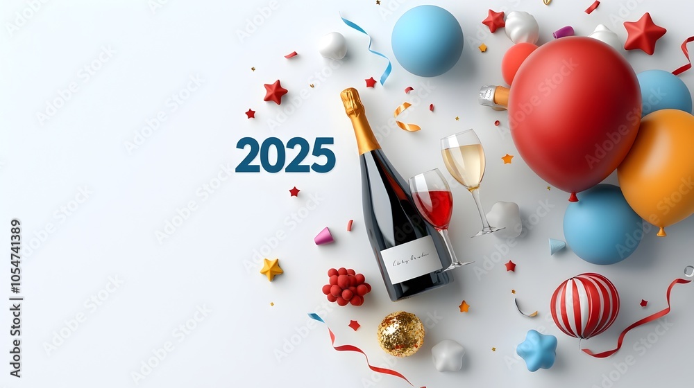 Aufkleber stylish and modern minimalist design featuring a bold 2025 text in a geometric font surrounded by li
