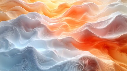 Obraz premium Abstract 3D minimalist design of overlapping wavy layers, each with a soft gradient, smooth transitions, soothing pastel tones, light and airy feel, organic flow