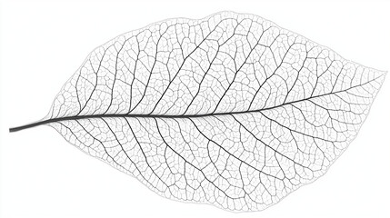 Obraz premium Close-up of a leaf’s intricate vein structure in black and white, showcasing natural abstract texture. v2