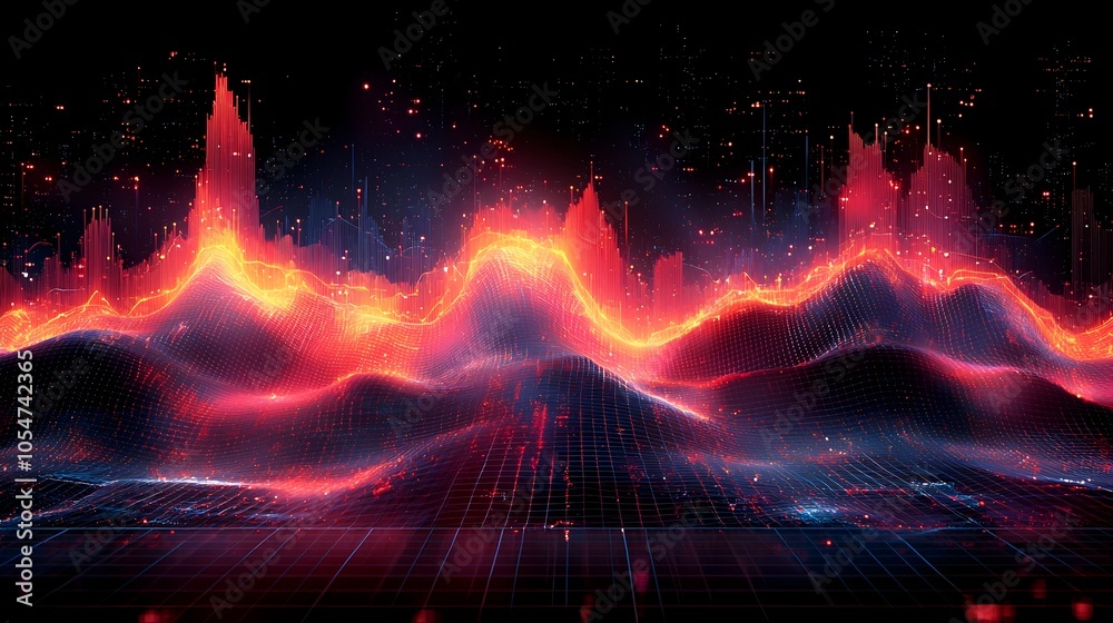Poster Detailed data analysis and insights presented through a vibrant combination of multi line chart and bar chart displayed on a clean grid backdrop for a modern digital data visualization solution