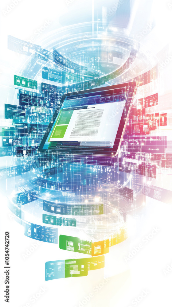 Poster a computer screen with a document on it. the document is titled 