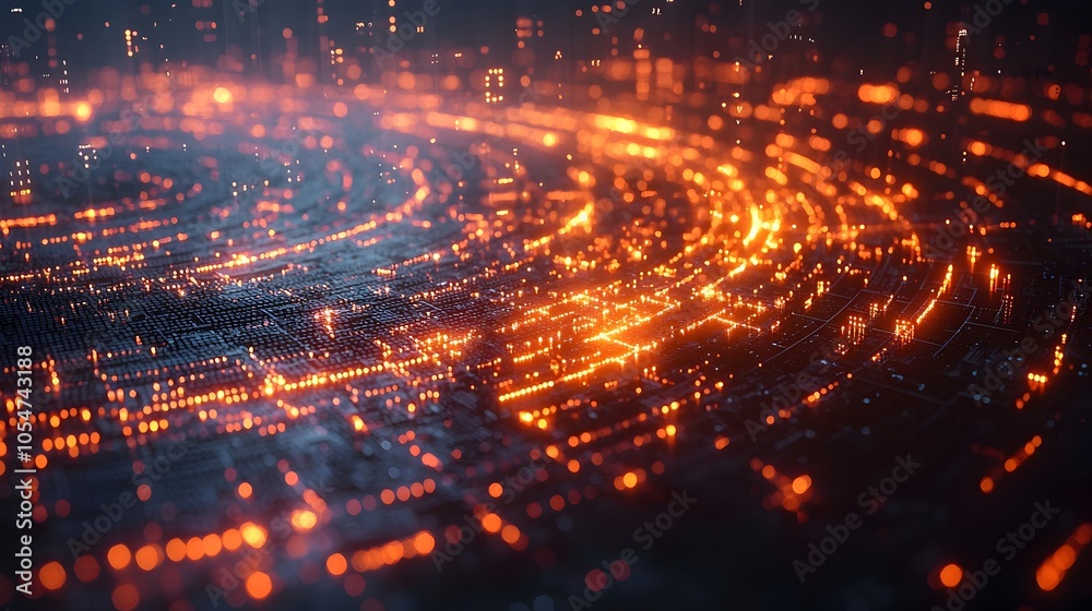 Leinwandbilder Futuristic digital data circle with glowing data streams and complex digital connections set against a dark backdrop symbolizing the power of big data and advanced technology