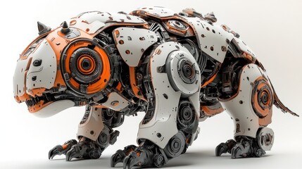 Fototapeta premium A robotic creature resembling a tiger, showcasing advanced technology.