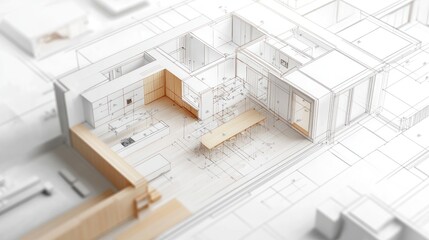 Architectural blueprint of a modern kitchen layout.