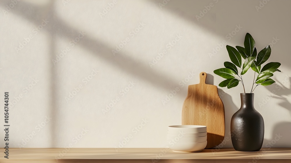 Poster minimalist kitchen design with a bright bar counter polished sink and kitchenware neatly placed on o