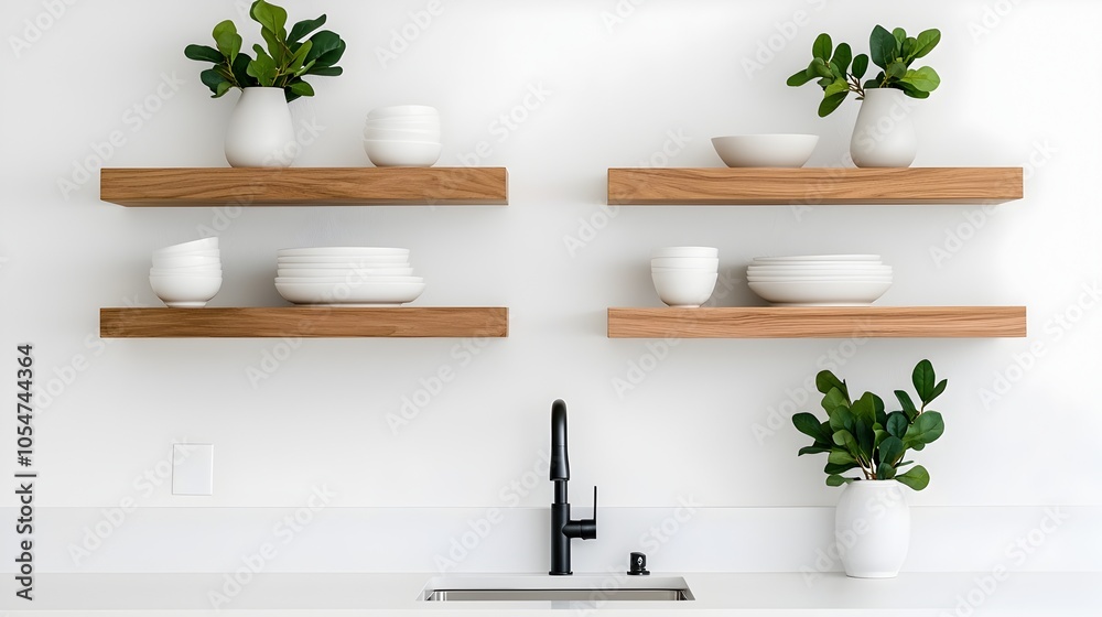 Poster bright and inviting contemporary home kitchen with a modern minimalist design featuring a functional