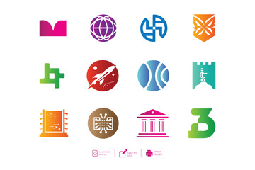 Social Group Set of Colorful company logo template design collection