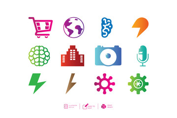 Social Group Set of Colorful company logo template design collection