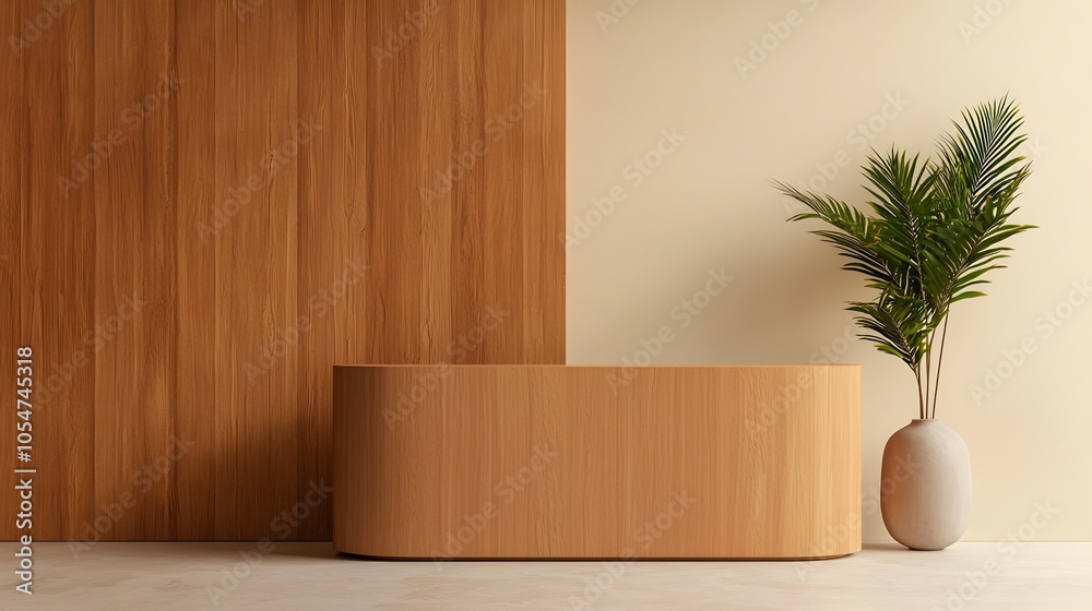 Poster luxurious hotel reception area featuring a stylish desk large panoramic windows and soft lighting th