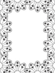 Fototapeta premium All these designs are hand-drawn and unique Flower Border is a Beautiful black and white illustration for aadult coloring book, This is a printable Beautiful Zentangle Coloring page for KDP Interior,