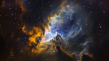 Obraz premium Galactic-inspired deep space background featuring faint stars and a blue nebula effect.