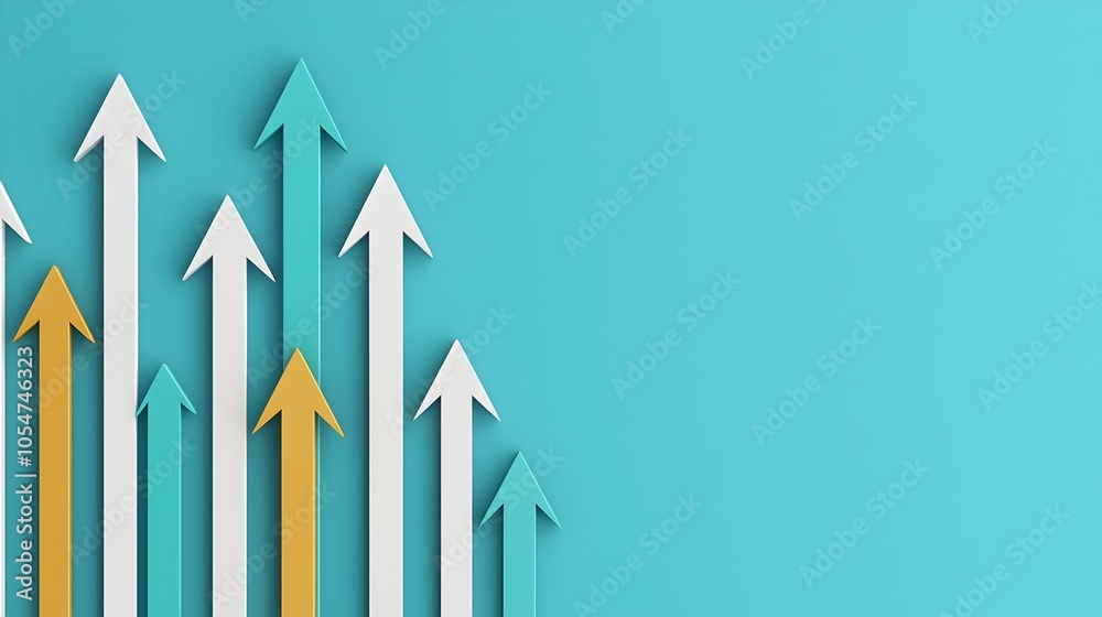 Aufkleber vibrant blue background with dynamic upward pointing arrows symbolizing the positive growth and succ