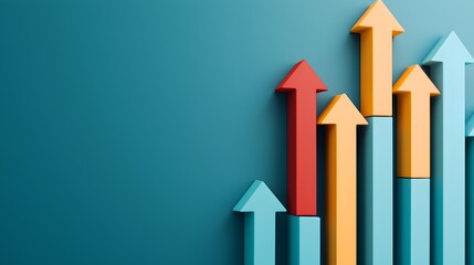 Upward Arrows and Financial Chart on Modern Blue Background Symbolizing Business Growth Positive Market Trends and Successful Investment Strategy