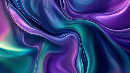 Naklejka premium Oil slick-inspired color swirls with iridescent purple, green, and blue in a surreal, fluid effect.