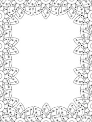 All these designs are hand-drawn and unique 
Flower Border is a Beautiful black and white illustration for aadult coloring book,
This is a printable Beautiful Zentangle Coloring page for KDP Interior,