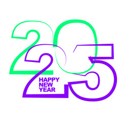 Happy New Year 2025 turquoise green purple connected vector eps illustration 
