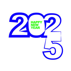 Happy New Year 2025 blue green connected vector eps illustration 