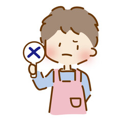 バツを出しているゆるくて可愛い男性保育士