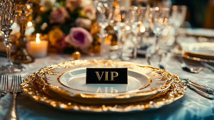 modern solid gold-plated sign featuring bold black letters spelling "VIP," symbolizing exclusivity, prestige, and luxury. The elegant design reflects sophistication and high status