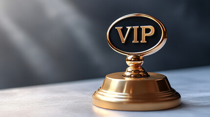 modern solid gold-plated sign featuring bold black letters spelling "VIP," symbolizing exclusivity, prestige, and luxury. The elegant design reflects sophistication and high status