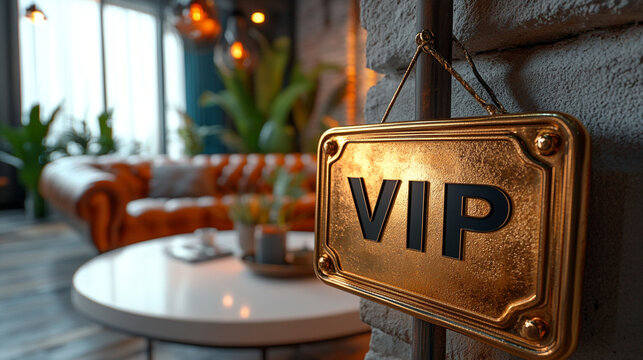 modern solid gold-plated sign featuring bold black letters spelling "VIP," symbolizing exclusivity, prestige, and luxury. The elegant design reflects sophistication and high status