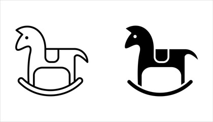 Fototapeta premium Horse Toy Vector Line Icon set Design on white background