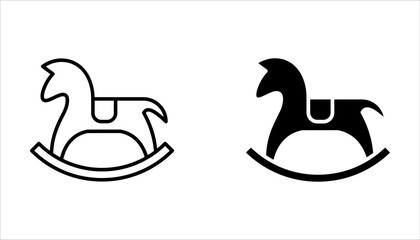 Horse Toy Vector Line Icon set Design on white background