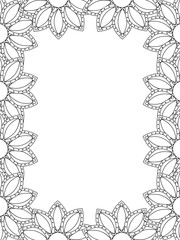 All these designs are hand-drawn and unique 
Flower Border is a Beautiful black and white illustration for aadult coloring book,
This is a printable Beautiful Zentangle Coloring page for KDP Interior,