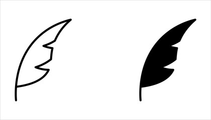 Feather quill pen icon set, classic stationery illustration on white background