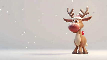 Obraz premium Reindeer Christmas isometric Cartoon 3D