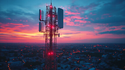 telecommunication towers rising against a clear blue sky, symbolizing connectivity and the rapid advancement of technology in our modern society