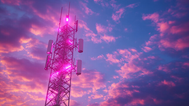 telecommunication towers rising against a clear blue sky, symbolizing connectivity and the rapid advancement of technology in our modern society