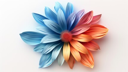Fototapeta premium Colorful Paper Art Collage Representing Work-Life Balance Concept with Vibrant Flower Petals in Blue, Orange, and Red Tones