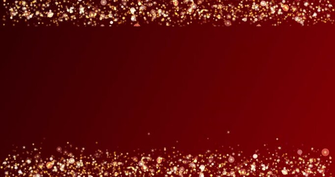 Christmas Lights Frame &ndash; Falling Particle Lights with red Bg for Festive Overlays. Perfect for Enhancing Christmas Projects as Backgrounds for Scenes, Titles, and Logos, Adding a Magical Holida