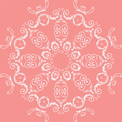 Damask Pattern Design Persian Simple Arabic Geometric Patternfolk Embroidery, Aztec Ornament Print. Design for Carpet, Wallpaper, Clothing, Wrapping, Fabric