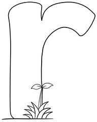 Coloring alphabet small tree theme r