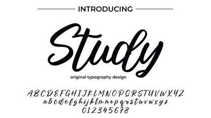 Study Font Stylish brush painted an uppercase vector letters, alphabet, typeface