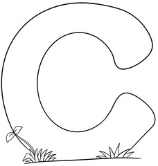 Coloring alphabet small tree theme c