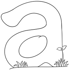 Coloring alphabet small tree theme a